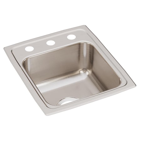 Elkay Sink, Stainless Steel, 17.5 in W x 15 in L x 7.625 in H LRQ15173